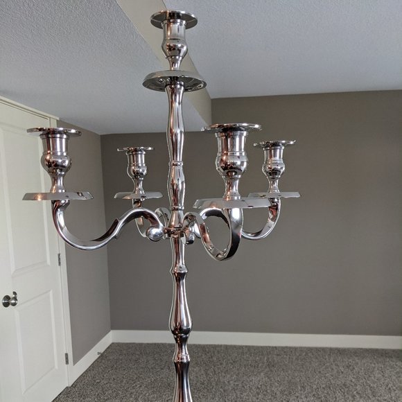 Other - 16 Inch Silver 5-Candle Candelabra